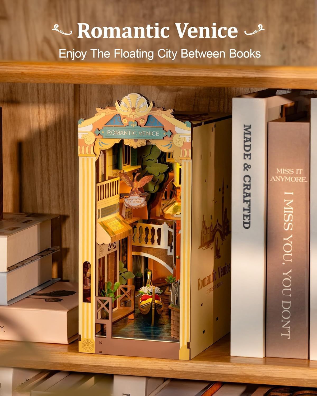 ROBOTIME Rolife DIY Book Nook Kit Bookend Stand Bookshelf Insert Bookcase Miniature Doll House Light 3D Puzzles TGB01-09 63a8