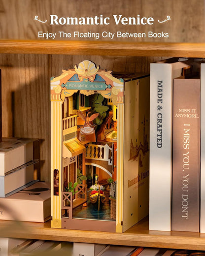 ROBOTIME Rolife DIY Book Nook Kit Bookend Stand Bookshelf Insert Bookcase Miniature Doll House Light 3D Puzzles TGB01-09 63a8