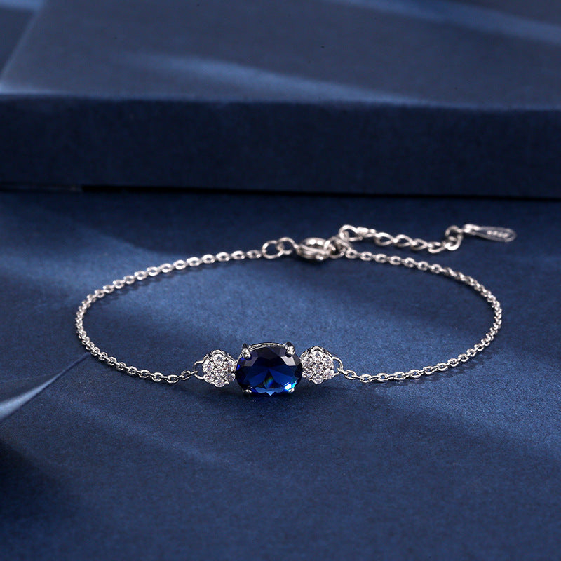 Korean Version Of White Copper Red Sapphire Bracelet Simple Atmosphere 63cb4875 a1f5 4a45 b4c1 6e1007361044