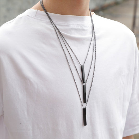 Versatile Hip Hop Geometric Stainless Steel Pendant Long Necklace 641e8595 2fdb 4e28 9193 34c93868faa1
