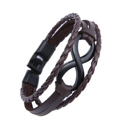 Alloy lucky figure 8 leather bracelet 642165322634