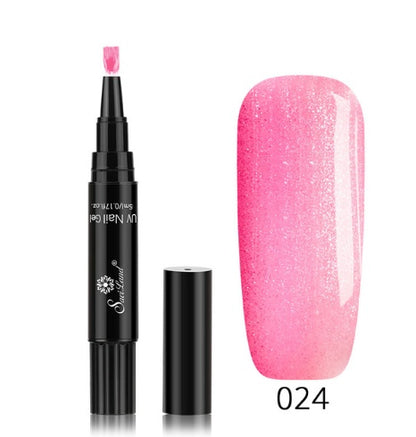 3 In 1 Gel Nail Varnish Pen Glitter One Step Nail Art Gel Polish Hybrid - HD Wireless Product #56