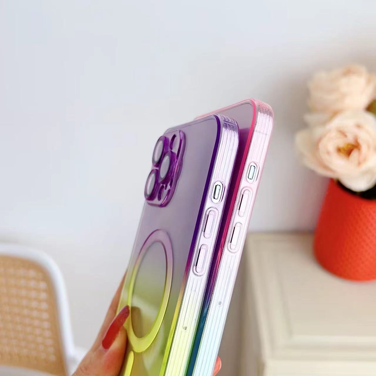 Hot Gradient Two-color Magnetic Phone Case Lens Protector Protective Case - 图片 4