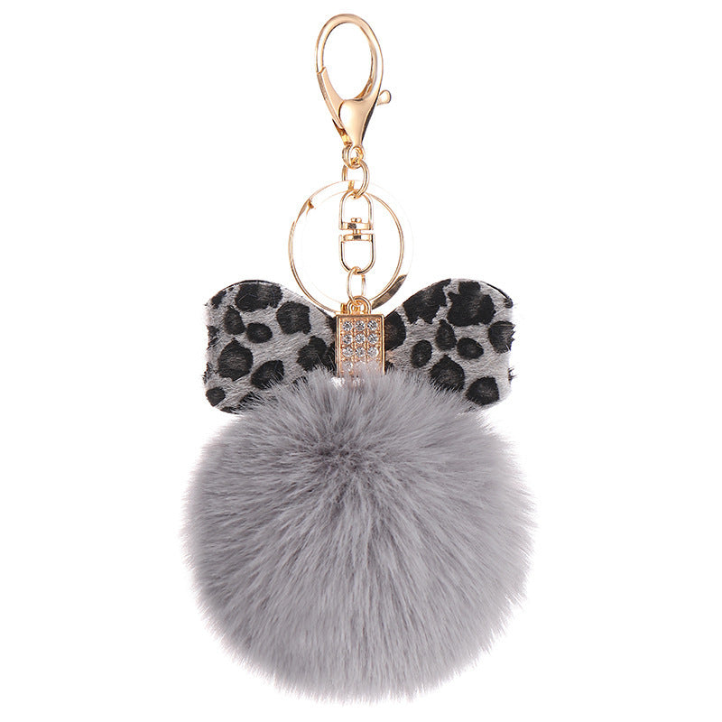 Leopard Bow Fur Ball Schoolbag Pendant Key Chain 644f479d e3a8 49d3 a0b2 d9fe9fec53b6