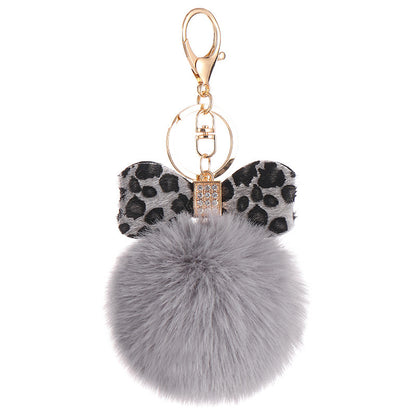 Leopard Bow Fur Ball Schoolbag Pendant Key Chain 644f479d e3a8 49d3 a0b2 d9fe9fec53b6