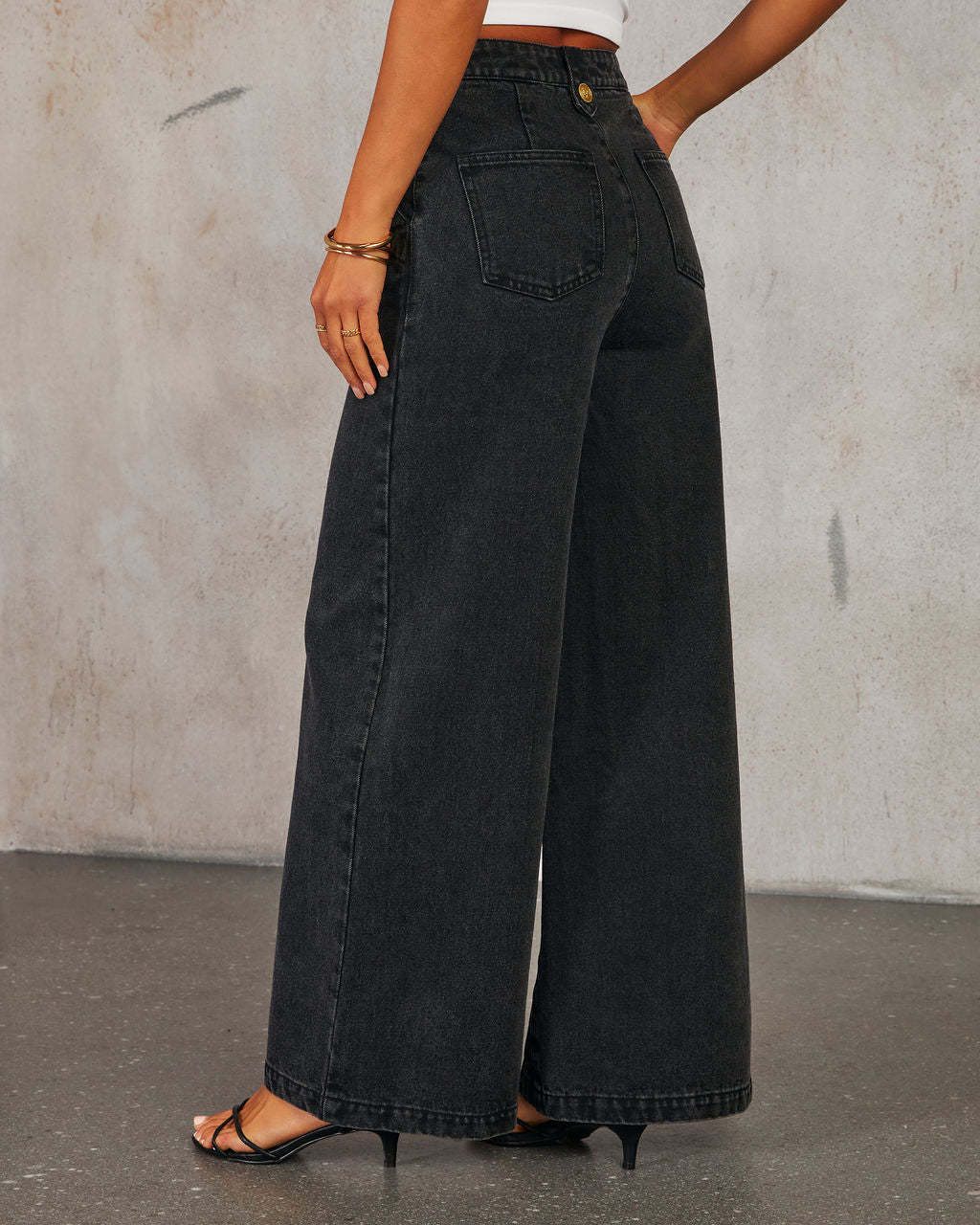 Fashion Sleeveless Denim Suit Wide Leg Pants