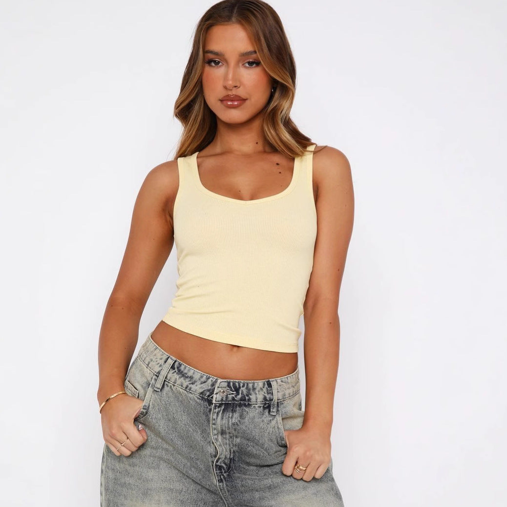Summer Y2g Solid Color Sexy Hot Girl Style Thread High Elastic Vest For Women 6492d012 d8a5 41a3 9321 1ff33f1c0b47
