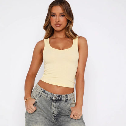 Summer Y2g Solid Color Sexy Hot Girl Style Thread High Elastic Vest For Women 6492d012 d8a5 41a3 9321 1ff33f1c0b47