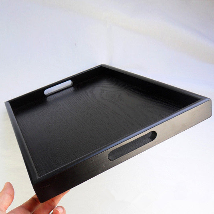 Japanese style rectangular black hotel wooden tray