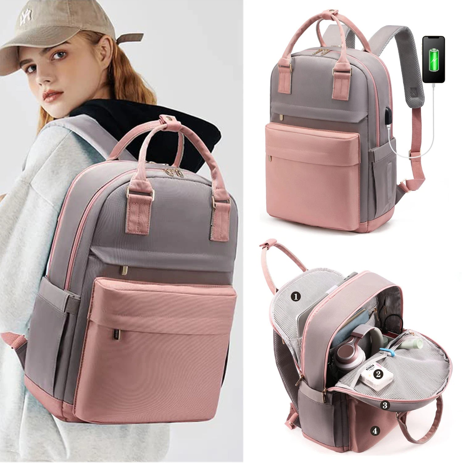 Girls Backpack Fashion Large Capacity Laptop Bag Portable Travel Backpack 64a86ad2 3b93 405c aaa3 c4e12db85e9f