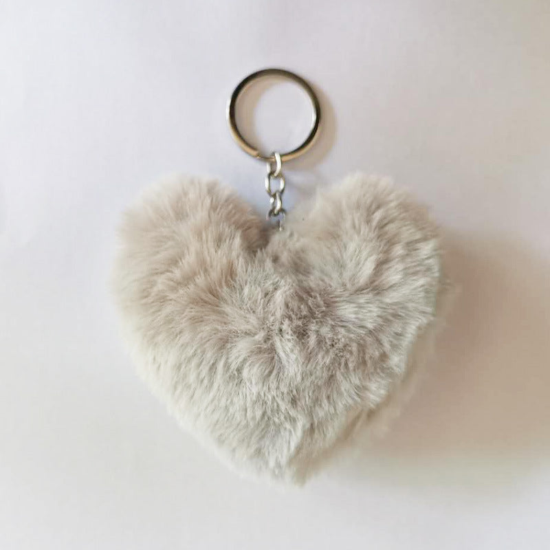 Heart-shaped Fur Ball Keychain Rex Rabbit Plush Car Pendant 64ad23fb 5a6f 4dbd a4e7 90f7729cb9a4