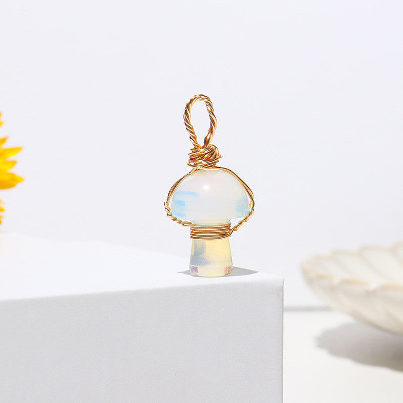 Crystal Agate Semi-Precious Mushroom Braided Pendant 64ae77d2 3c2c 4dd1 9137 04443ab970ae