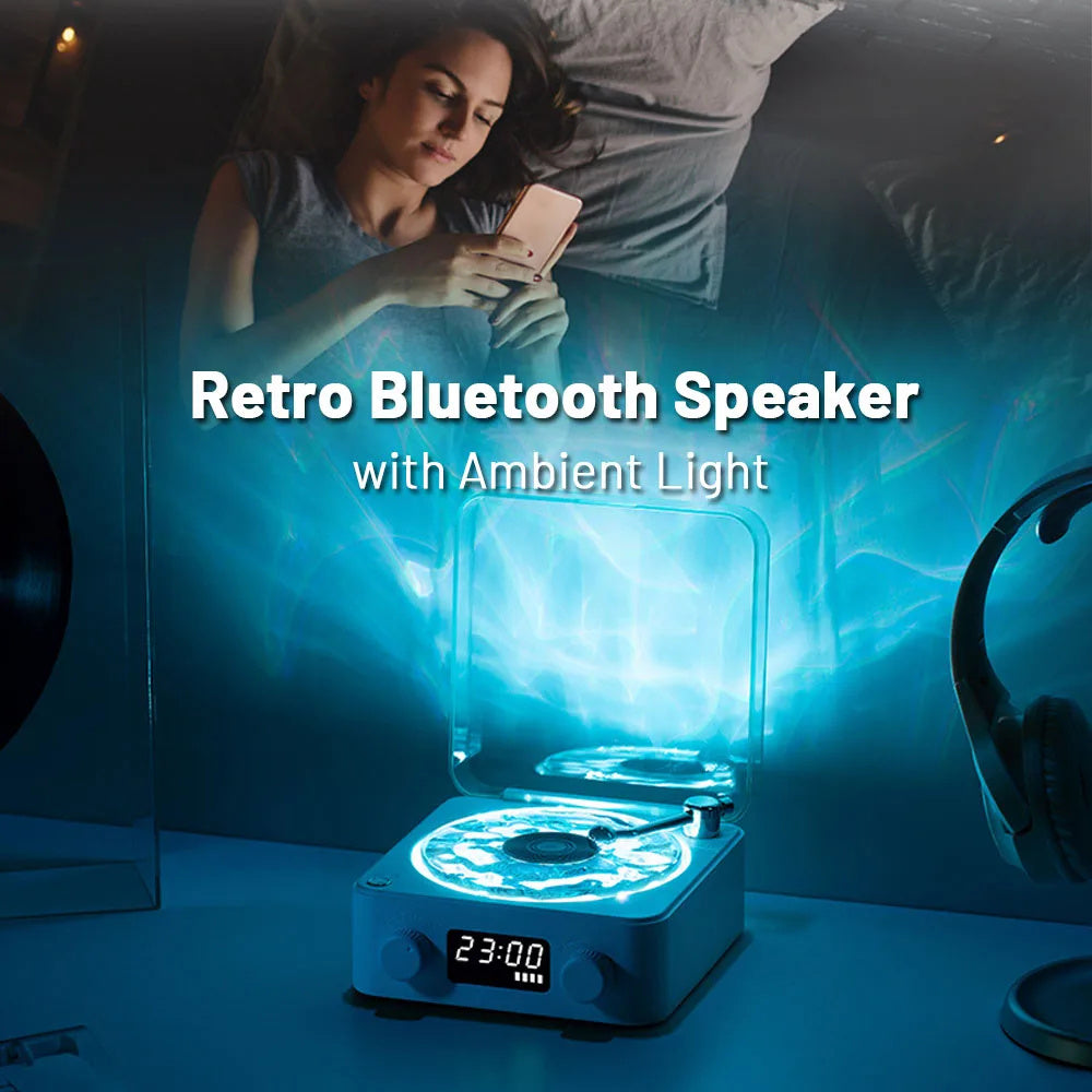 Retro Turntable Speaker Wireless Bluetooth-compatible 5.0 Vinyl Record Player Stereo Sound With White Noise RGB Projection La
