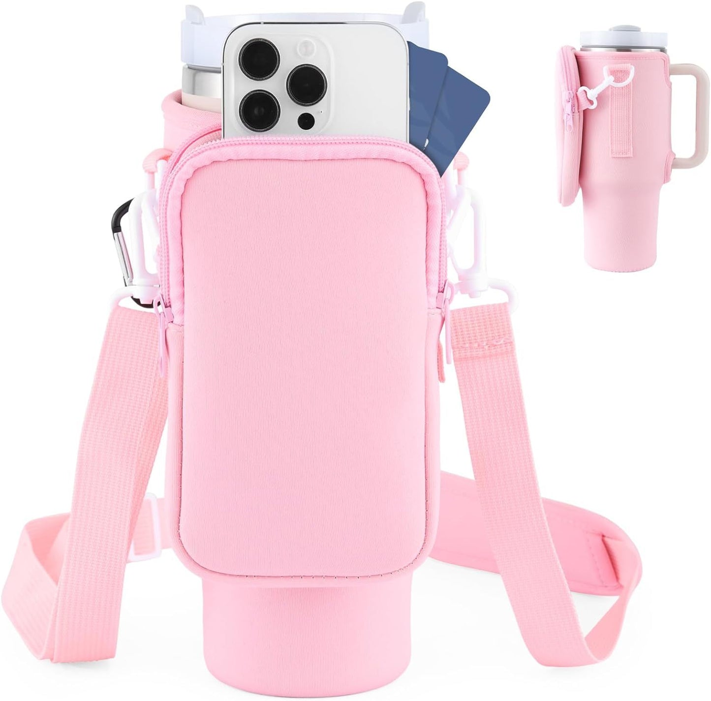 Slok Water Bottle Carrier Bag, Compatible With 40oz Tumbler With Handle, Modern Water Bottle Holder With Simple Adjustable St