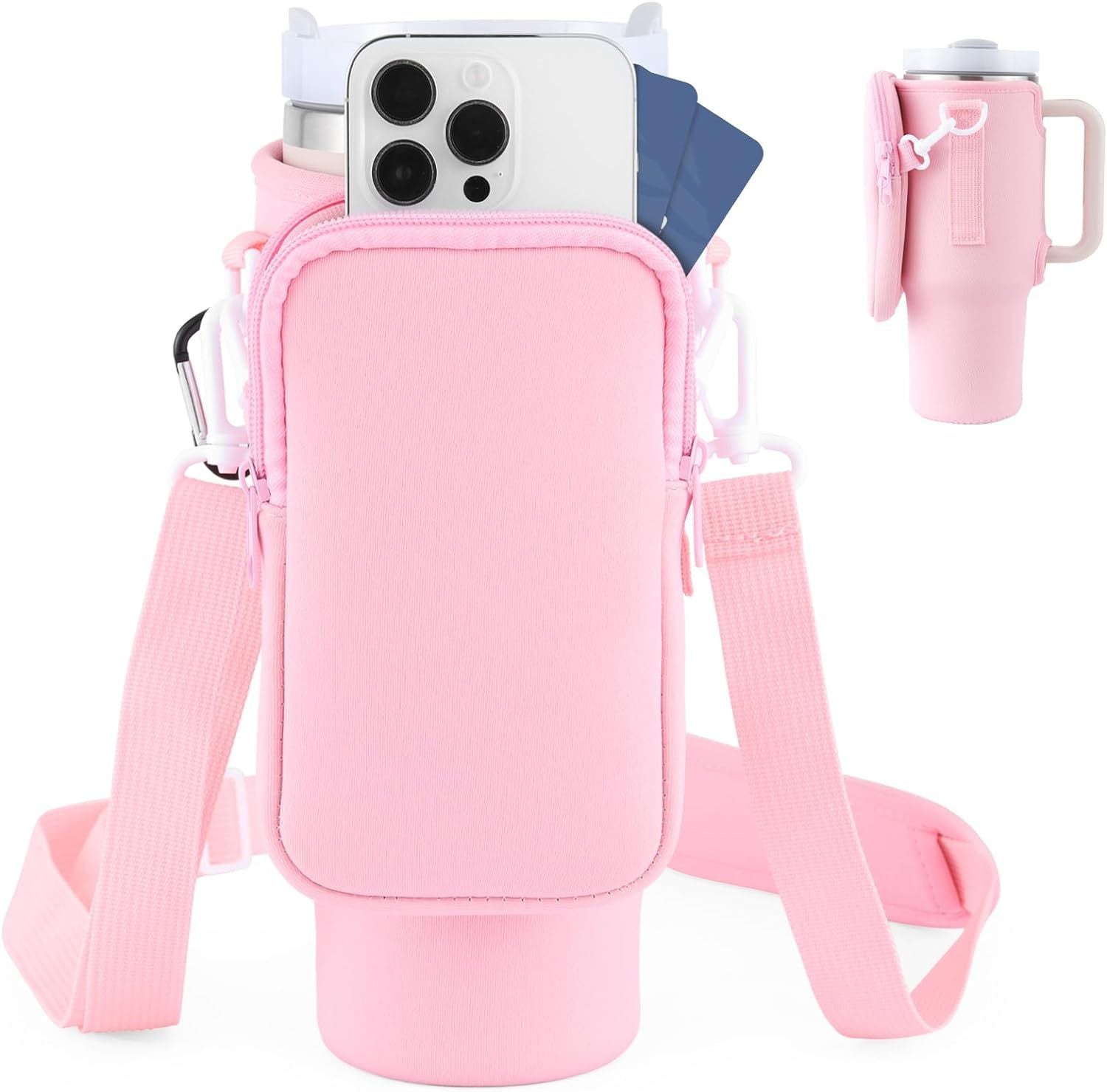 Slok Water Bottle Carrier Bag, Compatible With 40oz Tumbler With Handle, Modern Water Bottle Holder With Simple Adjustable St