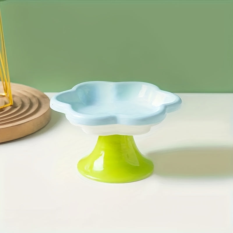 Raised Ceramic Bowl With Cat Flower Design Raised Cat Food Bowl Water Plate Snack Plate With Neck Protection Support 64cacecc