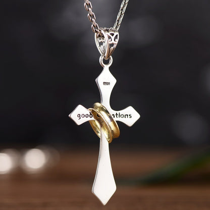 Sterling Silver Jesus Cross Personality Retro Men's And Women's Pendant 64d25567 2190 4778 a075 d624cc1d501f