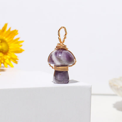 Crystal Agate Semi-Precious Mushroom Braided Pendant 64eac5e2 5f3e 45b4 98e6 44975547b87a