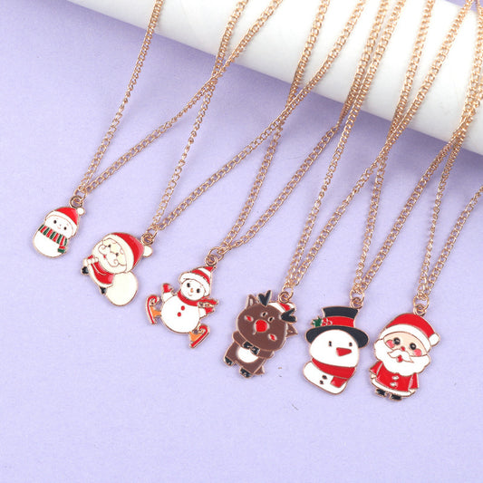 Christmas Necklace Cute Cartoon Santa Claus Snowman Elk Pendant Necklace Xmas New Year Festival Ear Jewelry Gifts 64f7bd9b 92