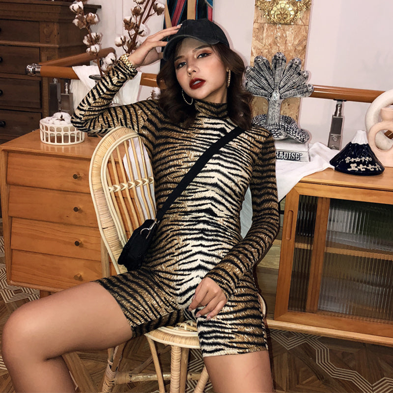 Women's High Neck Pullover Long Sleeve Sexy Jumpsuit 65048137431