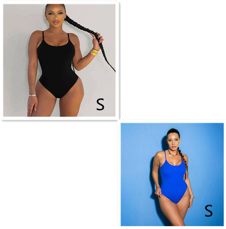 Sling Backless Tether Plus Size Solid Color Triangle One-piece Swimsuit 65049b72 bc0b 479b a6be 0011874abddc