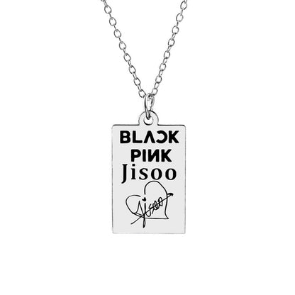 KPOP Jisoo Lisa Jennie Rose Signature ID Pendant Necklace 65083919 6eb8 45d4 9e16 baba448eda2d