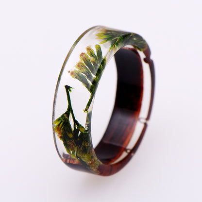 Retro Creative Plant Resin Wood Transparent Ring 650baa5b 5d4c 426f a7ff a43ab044afef