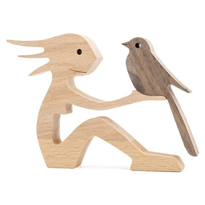 DIY Figurine Wood Dog Ornament Sculpture Home Decoration A Man A Dog Wood Sculpture Christmas Gifts Model Decor 6518e864 1cb2