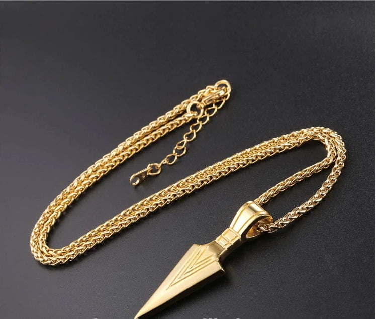 European America jewelry men stainless steel spear necklace with chain 652162623761