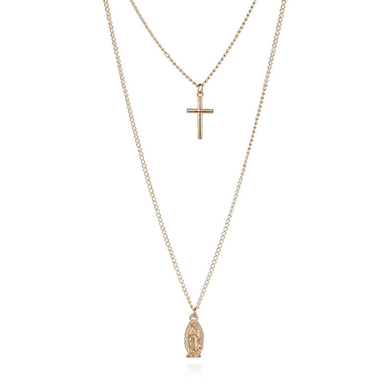 Fashion simple gold-plated Madonna cross necklace 65310086206212