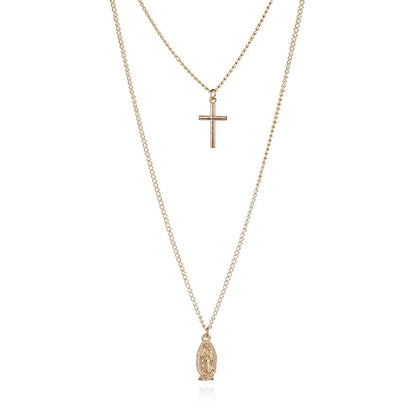 Fashion simple gold-plated Madonna cross necklace 65310086206212