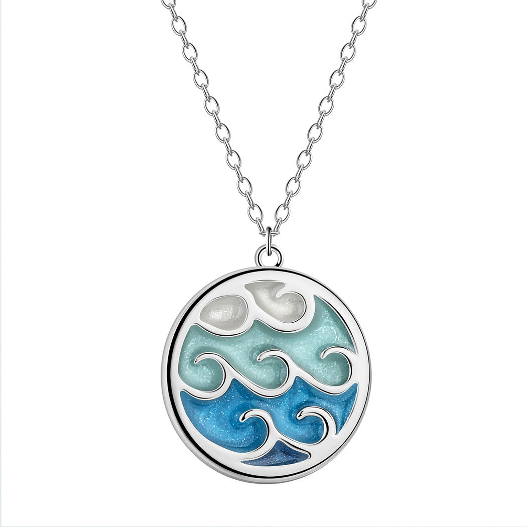 Fashionable Wave Sea Pendant Simple Trendy Stainless Steel Necklace 6531be68 49e6 44c0 a647 b911d5406196