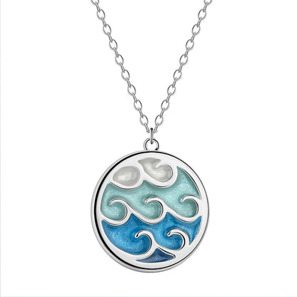 Fashionable Wave Sea Pendant Simple Trendy Stainless Steel Necklace 6531be68 49e6 44c0 a647 b911d5406196