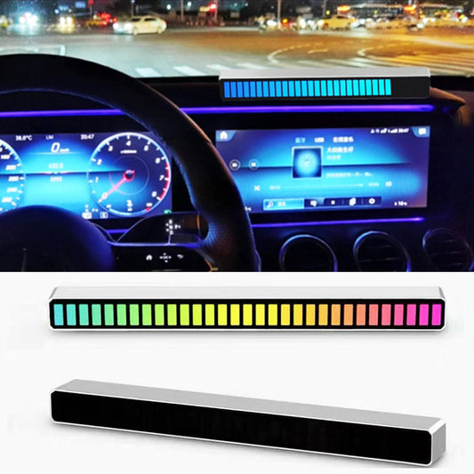 New Car Sound Control Light RGB Voice-Activated Music Rhythm Ambient Light With 32 LED 18 Colors Car Home Decoration Lamp 653