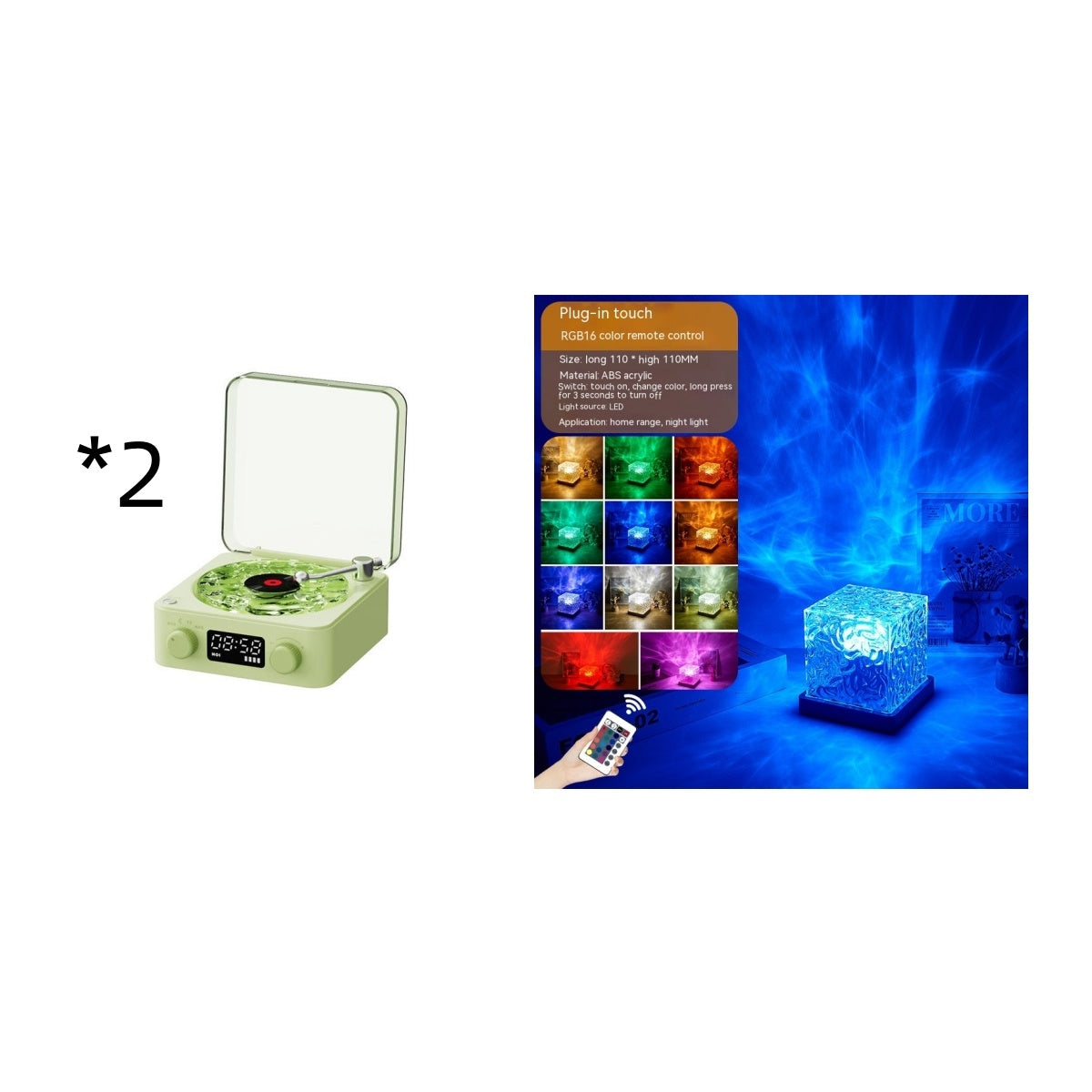 Retro Turntable Speaker Wireless Bluetooth-compatible 5.0 Vinyl Record Player Stereo Sound With White Noise RGB Projection La