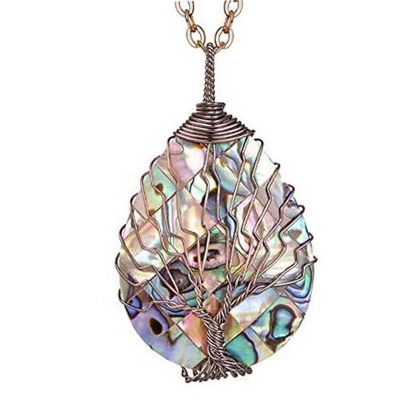 Natural Abalone Shell Drop Shaped Tree Of Life Pendant 654ab43b 34a3 4f7d b93a 2b7a228ec7a7