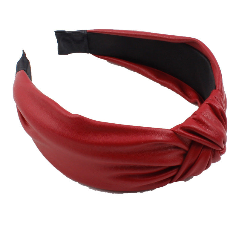 PU imitation leather knotted headband 655232090974