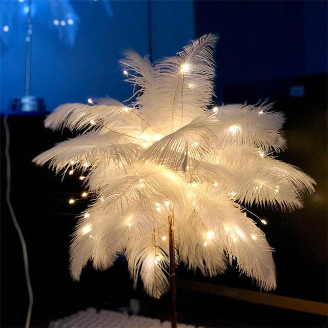 Feather Lamp Nordic Desk Lamp European-Style Bedroom Bedside Feather Table Lamp Night Light Table Lamp Decoration Modern 6554