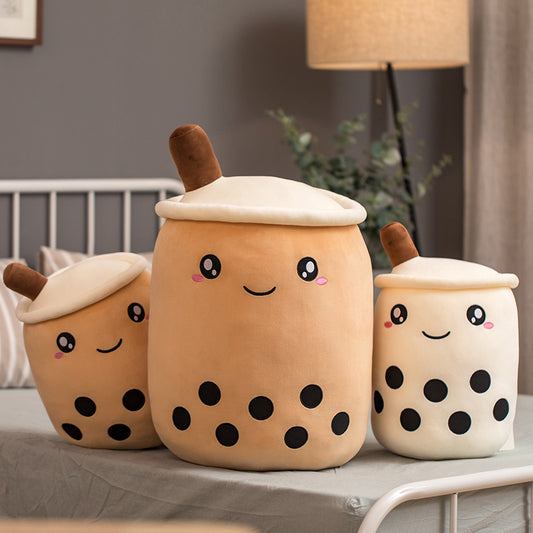 Unique Soft Teddy Plush Boba Milk Tea Plushie Toy Stuffed Fruit Shape Taste Milk Tea Hug Pillow Balls Boba Tea Cup Cushion Ki