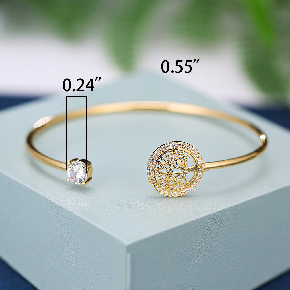 Gold Hope Tree White Diamond Bracelet Women Elegant Retro Style Jewelry 6569063089768