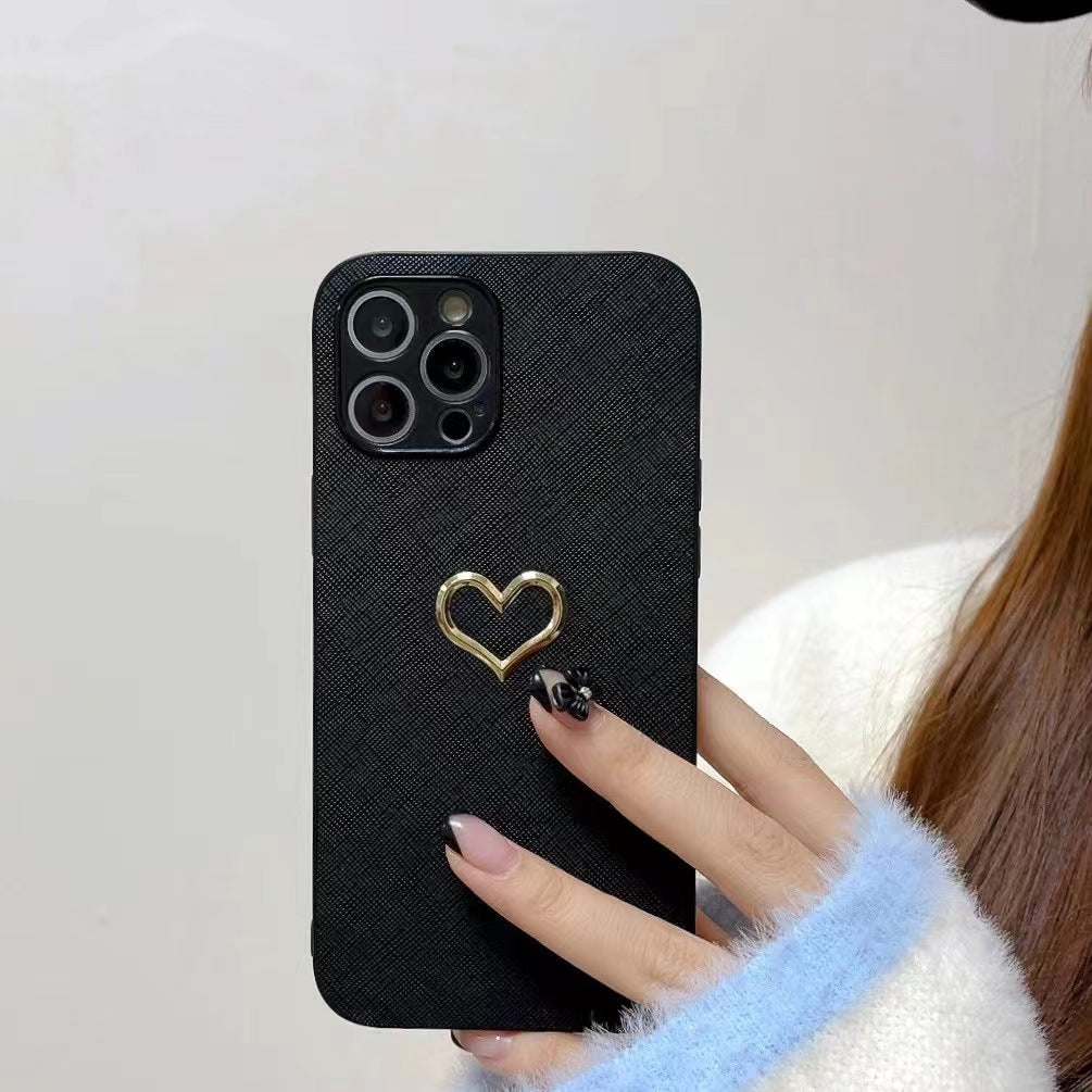 Simple Bronzing Heart Leather Phone Case 656c1103 ac60 4c2c afe3 7c75704b8e16