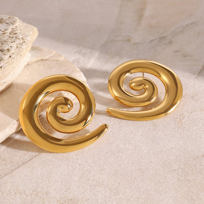 Stainless Steel Plated 18k Gold Threaded Earrings 6574b487 76f0 41d1 8781 b4999f597d0f