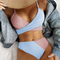 Bikini Patchwork Swimwear Ribbed Women's Swimsuit Knot Back Beachwear Ruched Butt Biquinis Bathing Suits 65757aff 4e76 4e0e a