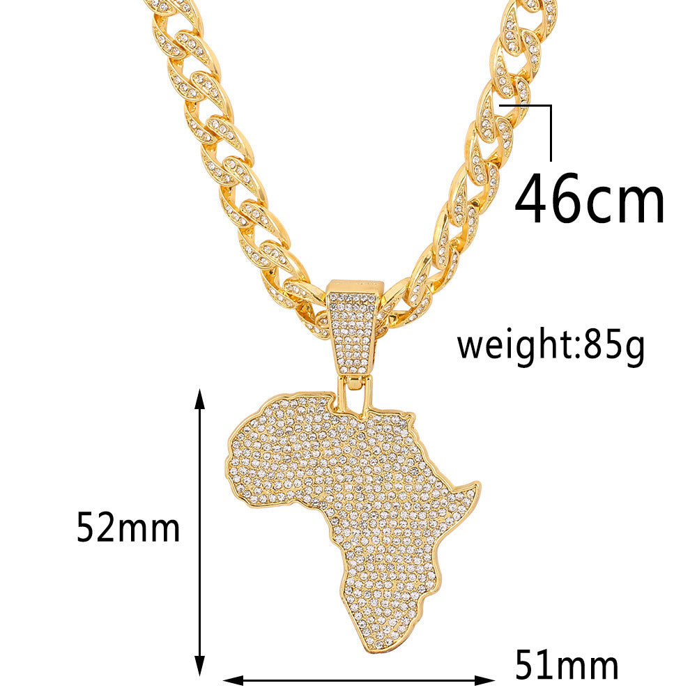 Africa Map Cuba Chain Diamond Personality Fashion Pendant Necklace 657a1738 8d19 467c aec3 42ca9afcedda