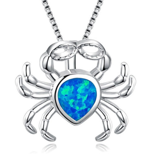 Fashion silver filled blue opal sea turtle pendant necklace for women female Animal wedding ocean beach jewelry gift 65808557