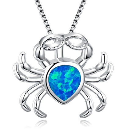 Fashion silver filled blue opal sea turtle pendant necklace for women female Animal wedding ocean beach jewelry gift 65808557