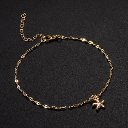 Alloy plating starfish anklet