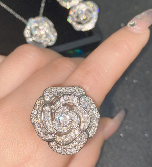 Camellia Full Zirconium Ring Micro Setting Stud Necklace 658f9ea9 1a92 4e77 b516 65bc2aec99e5