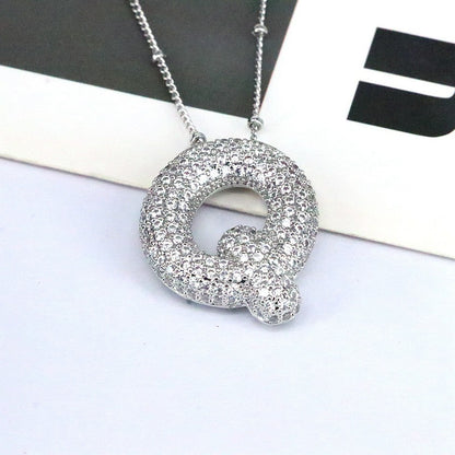Brass Zircon Bubble Balloon Letter Pendant Necklace For Women 65ad3075 a52f 4991 82ee fa214b652f0d