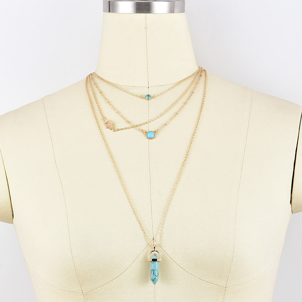 Fashion Eye Natural Tophus Necklace Crystal Column Pendant Necklace Combination 65deb767 d3c6 4ad8 bb59 6af8579a2f31
